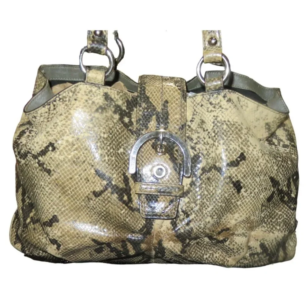 Coach Soho Embossed Exotic Leather Satchel Buckle Strap Snap Closure Carryall